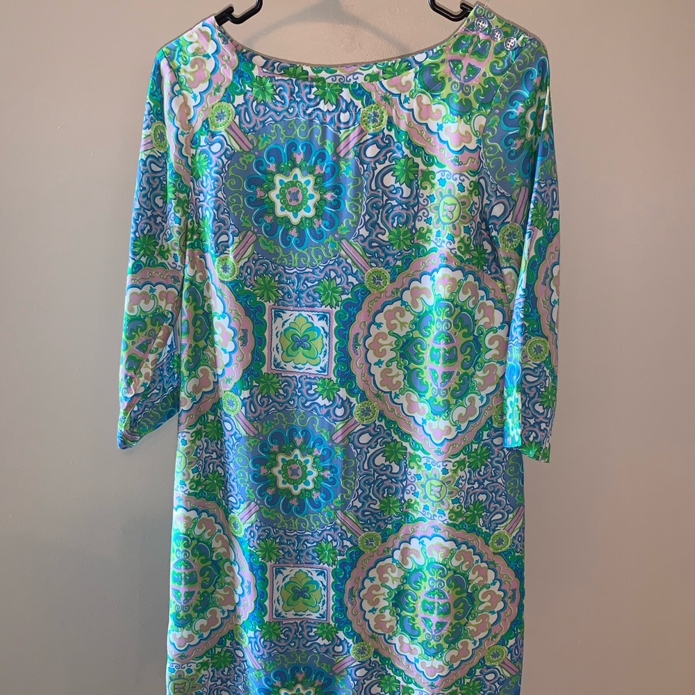 Tommy Hilfiger XS Blue Green & Pink Printed Dress